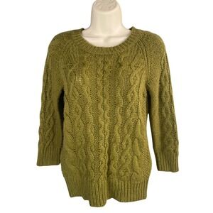 J Crew Cable Knit Sweater Women XS Merino Wool Blend Old Money Luxury Parisian